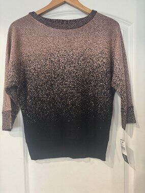 NWT AGB Petite Metallic Bronze Black Ombre Knit Sweater Top Sz PM